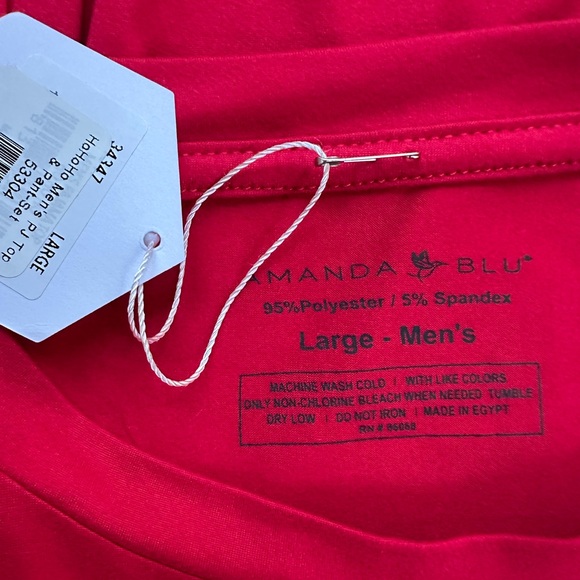 Red Amanda Blu Men’s Soft Long-Sleeve HoHoHo Tee ~ Large - Picture 3 of 6